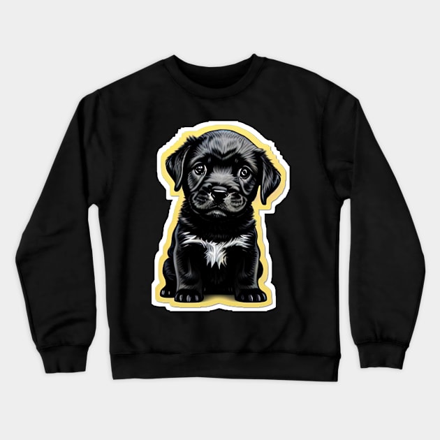 Adorable Little Black Labrador Retriever Puppy Crewneck Sweatshirt by SymbioticDesign